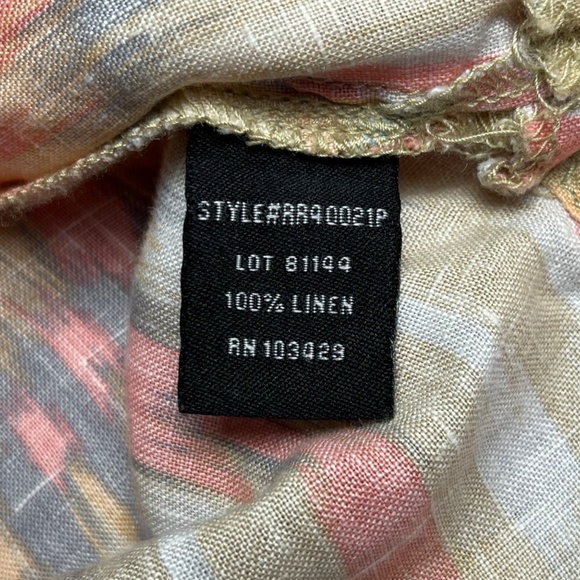 Marrakech Linen Tunic Dress Lace Up Pink Beige Beach Cover Up Pockets Size M - Picture 5 of 7